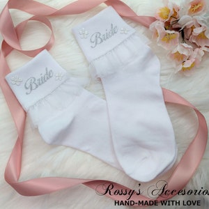 Bride Trainers Sneaker Socks / Personalized Wedding Socks / Wedding Organza Frilly Socks