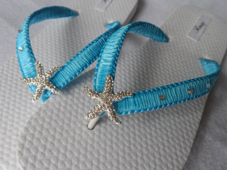 flip flops with turquoise stones