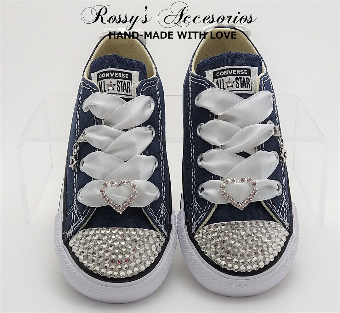 Crystal Converse Shoes for Toddler Girls Navy Canvas Converse /toddler  Sizes, 2-13 Converse Baby Toddler Girls