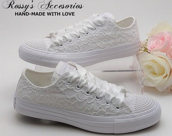 Converse de boda Converse de encaje blanco Converse de encaje de boda Converse para novia Converse de novia Zapatos Converse de boda. Etsy Espana