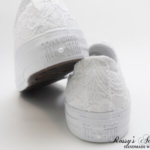 Perlas de boda Converse / Encaje de lentejuelas blancas | Etsy España