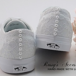 Vans Shoes For Toddler Girls / White Canvas Lace Converse /Flower Girl White Lace Sneakers/First Communion Shoes/Baptism Shoes.