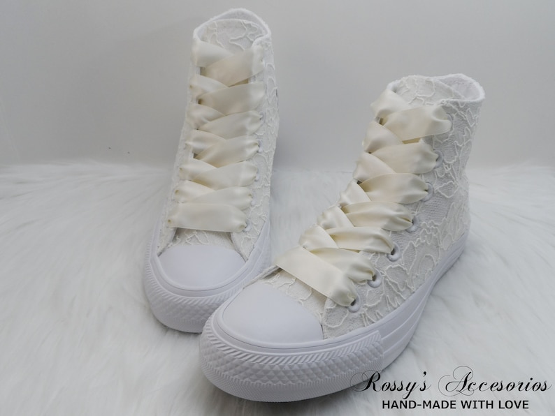 Ivory Lace High Top Converse / Women's High Top Converse/ Etsy