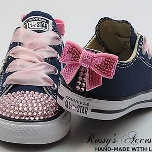 Crystal Converse Shoes For Toddler Girls / Navy Canvas  Converse /Toddler Sizes, 2-13 Converse  / Baby Toddler Girls