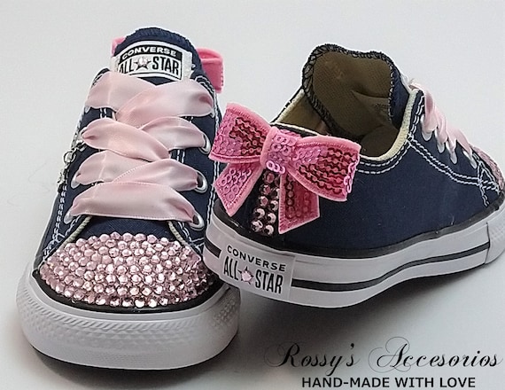 Crystal Converse Schuhe fur Kleinkind Madchen Navy Canvas Converse KleinkindGroBen 2 13 Converse Baby Kleinkind Madchen Etsy