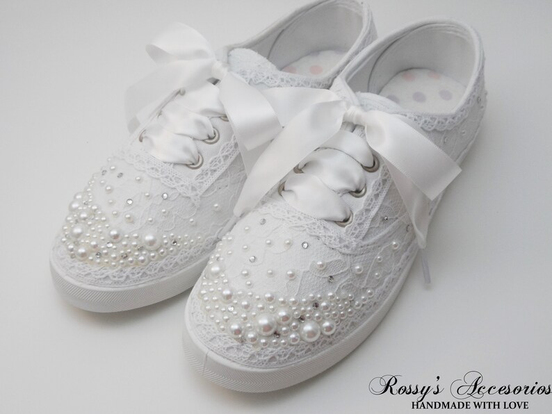 Wedding Sneakers for Bride/Pearls Tennis Shoes /Wedding Lace Etsy