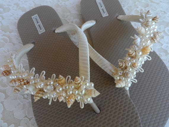 bridal flip flops ivory