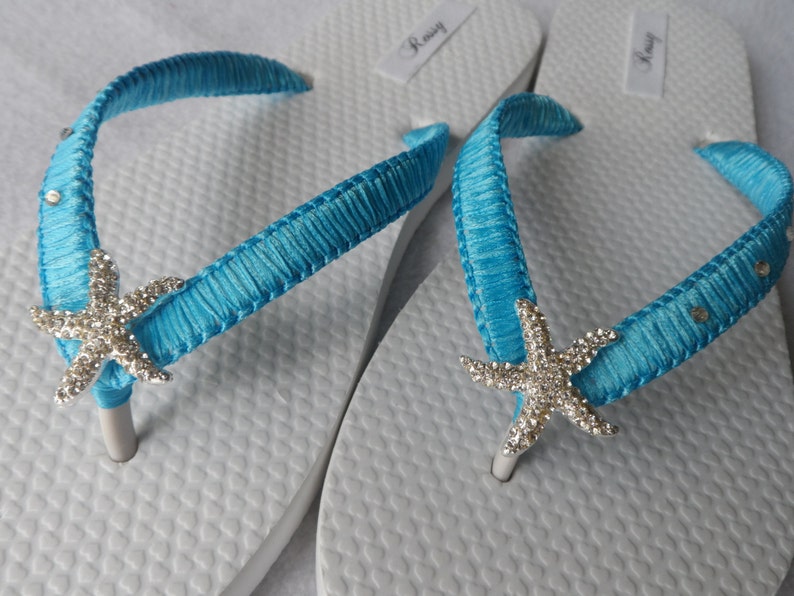 flip flops with turquoise stones