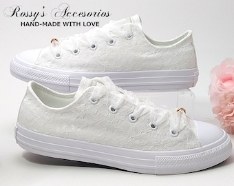 White Wedding Converse / White Lace Converse  /Wedding Lace Converse  /Converse for Bride /Bridal Converse / Wedding Converse Shoes.