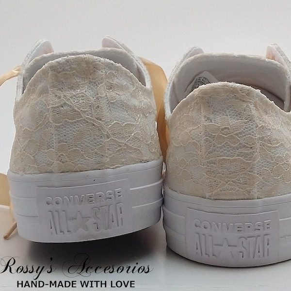 Champagne Wedding Converse / Champagne Lace Converse  /Converse for Bride /Bridal Converse / Wedding Converse Shoes/Personalized Converse