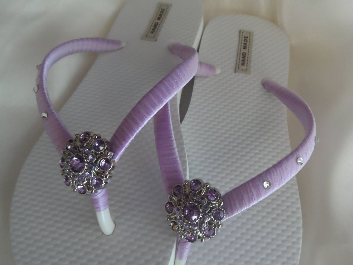 Lavender Beach Flip Flops / Wedding Shower Shoes / Wedding | Etsy