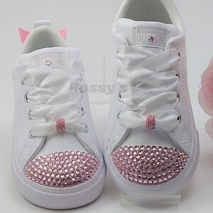 Crystal & Wings Converse Shoes For Toddler Girls / White Leather Converse  / No Stripes / Baby ,Toddler, Little Girls / Sizes, 2-13