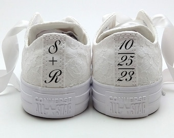 White Wedding Converse / White Lace Converse  /Wedding Lace Converse  /Converse for Bride /Bridal Converse / Wedding Converse Shoes.