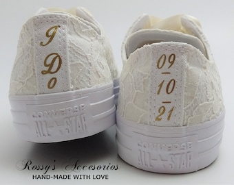 Wedding Converse / Ivory Sequin Lace Converse  /Wedding Lace Converse  /Converse for Bride /Bridal Converse / Wedding Converse Shoes.