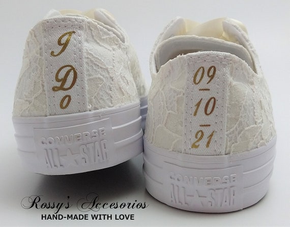 Wedding Converse / Ivory Sequin / Wedding Lace - Etsy España