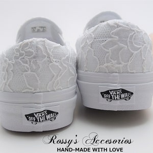 Slip On White Lace Wedding Vans / Lace Vans  Slip On Sneakers / Wedding Authentic Vans / Bridal Vans Shoes / Wedding Vans Sneakers For Bride