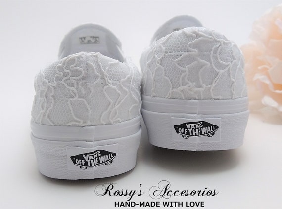 Custom Vans Shoes - Custom White Slip On Shoes for Custom Wedding