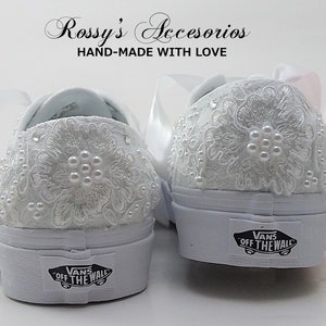 Authentic Vans Shoes For Toddler Girls / White Canvas Lace Converse /Flower Girl White Lace Sneakers/First Communion Shoes.