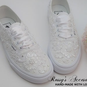 White Lace Wedding Vans / Wedding Vans Sneakers For Bride / White Lace Vans Sneakers / Bridal Vans Shoes / Wedding Authentic Vans.