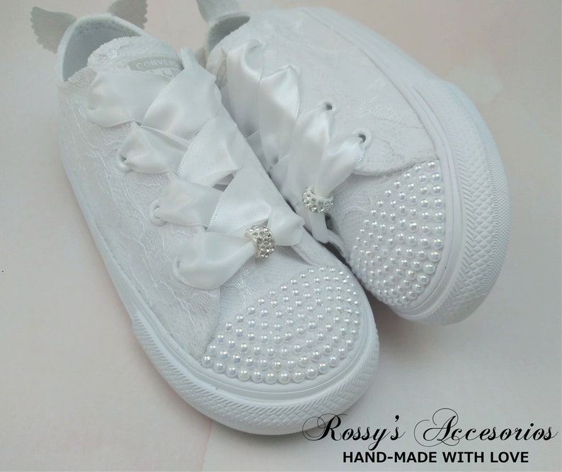 Converse Shoes for Toddler Girls / White Canvas Lace Converse /flower ...