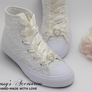 Ivory Converse Shoes For Toddler Girls  /High Top Ivory Lace Sneakers/First Communion Shoes/Baby - Toddler - Littler and Big  Girls