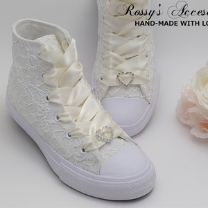 Ivory Converse Shoes For Toddler Girls  /High Top Ivory Lace Sneakers/First Communion Shoes/Baby - Toddler - Littler and Big  Girls