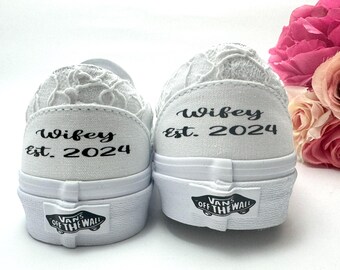 Slip On White Lace Wedding Vans Lace Vans Slip On Zapatillas