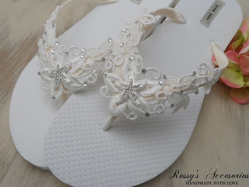 Ivory Venice Lace Flip Flops Beach Wedding Party Ivory Etsy