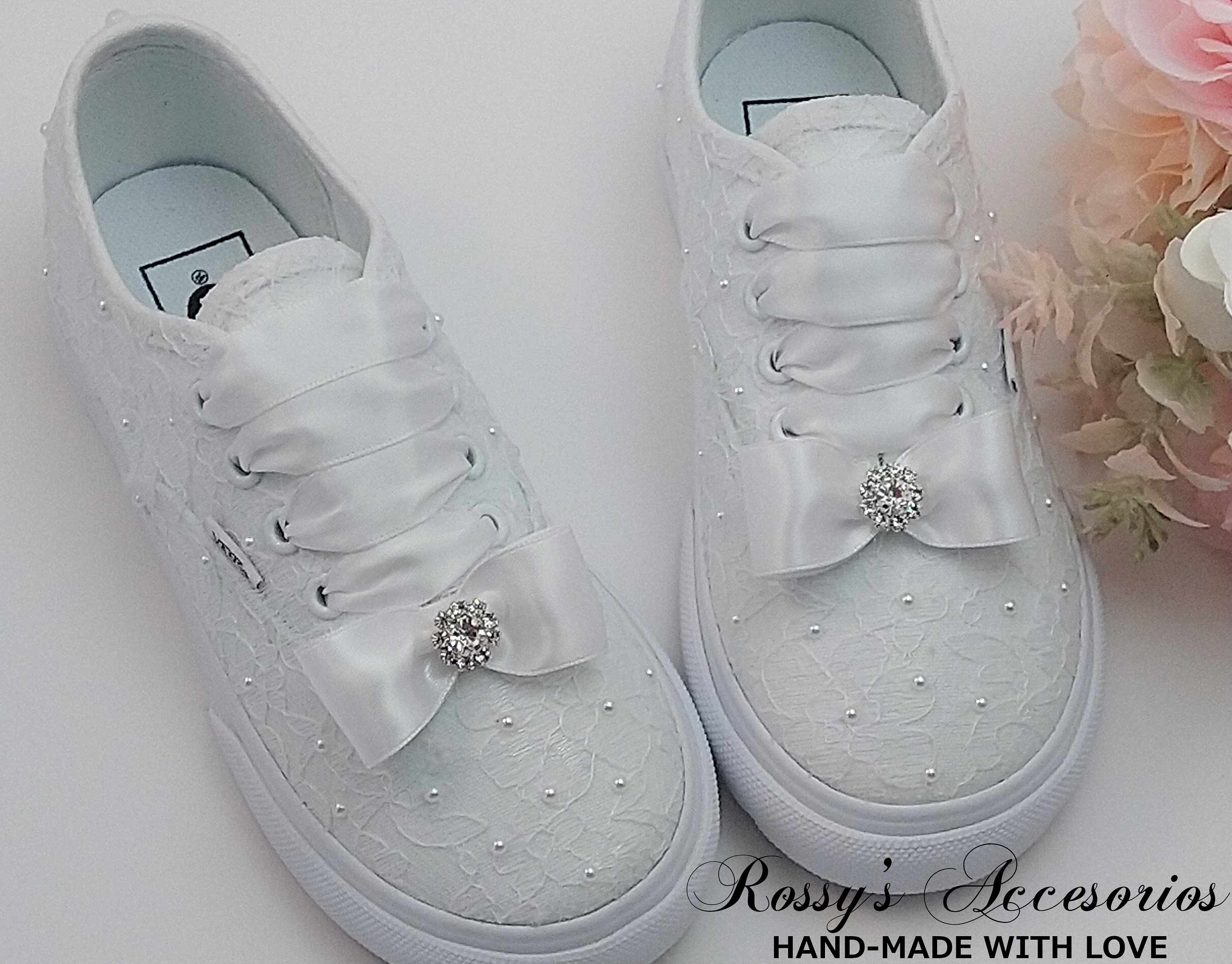 Vans Schoenen Voor Peuter Meisjes / Wit Canvas Kant Converse / - Etsy  Nederland