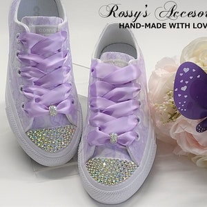 Converse Shoes For Toddler Girls / Lavender Lace Converse /Flower Girl Lavender Lace Sneakers/First Communion Shoes/Baby Baptism Shoes.
