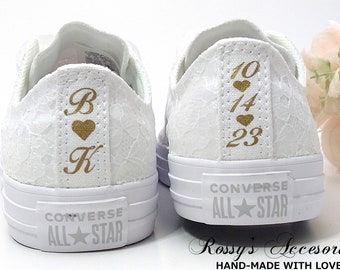White Wedding Converse / White Lace Converse  /Wedding Lace Converse  /Converse for Bride /Bridal Converse / Wedding Converse Shoes.