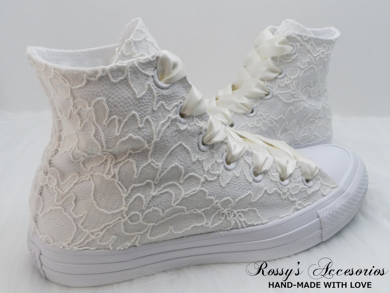Ivory Lace High Top Converse / Women's High Top Converse/ Etsy