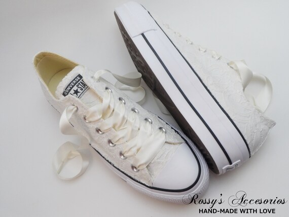 Plataforma de encaje de lentejuelas marfil Converse Plataforma de mujer Converse Boda encaje Converse Nupcial Converse Zapatos de tenis Converse de boda. Etsy Mexico