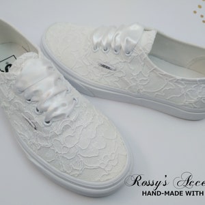 White Lace Wedding Vans /Wedding Vans Sneakers For Bride / White Lace Sneakers / Bridal Vans Shoes /Wedding Authentic Vans . image 3
