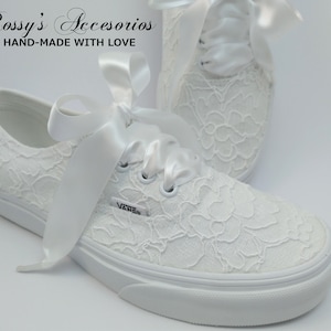 White Lace Wedding Vans /Wedding Vans Sneakers For Bride / White Lace Sneakers / Bridal Vans Shoes /Wedding Authentic Vans . image 5