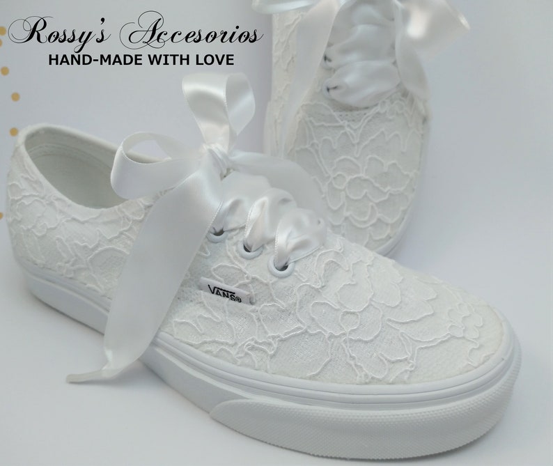 White Lace Wedding Vans /Wedding Vans Sneakers For Bride / White Lace Sneakers / Bridal Vans Shoes /Wedding Authentic Vans . image 5