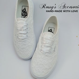 White Lace Wedding Vans /Wedding Vans Sneakers For Bride / White Lace Sneakers / Bridal Vans Shoes /Wedding Authentic Vans . image 8