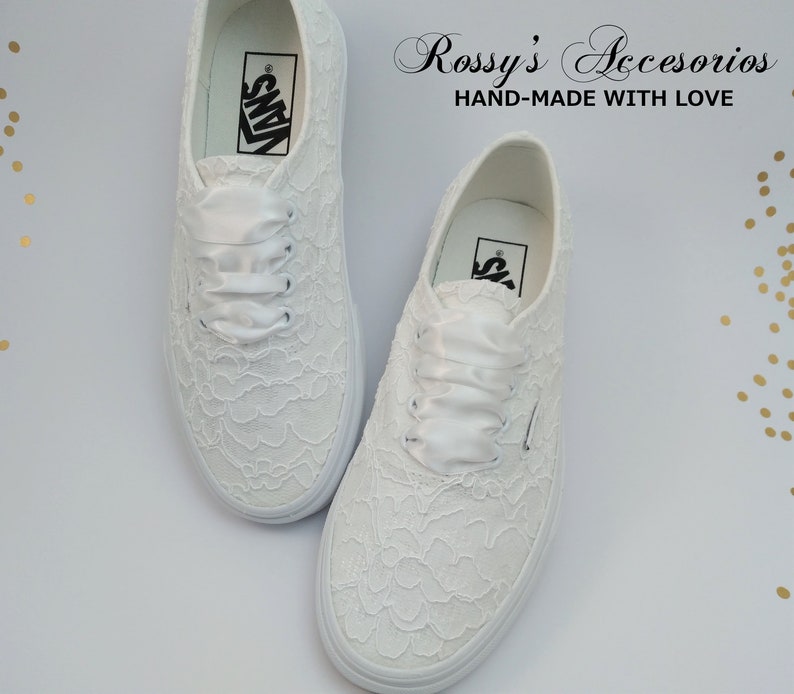 White Lace Wedding Vans /Wedding Vans Sneakers For Bride / White Lace Sneakers / Bridal Vans Shoes /Wedding Authentic Vans . image 8