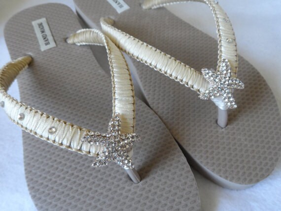champagne colored flip flops