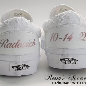 Slip On White Lace Wedding Vans / Lace Vans  Slip On Sneakers / Wedding Authentic Vans / Bridal Vans Shoes / Wedding Vans Sneakers For Bride