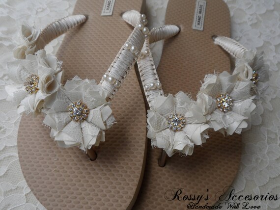 ivory wedding flip flops