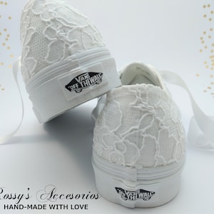 White Lace Wedding Vans / Wedding Vans Sneakers For Bride / White Lace Vans Sneakers / Bridal Vans Shoes / Wedding Authentic Vans.