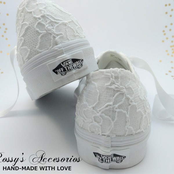 White Lace Wedding Vans / Wedding Vans Sneakers For Bride / White Lace Vans Sneakers / Bridal Vans Shoes / Wedding Authentic Vans.