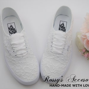 White Lace Wedding Vans /Wedding Vans Sneakers For Bride / White Lace Sneakers / Bridal Vans Shoes /Wedding Authentic Vans . image 2