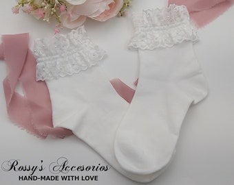 Wedding  Frilly Socks /Bride Soft White Trainers Sneaker Socks / Personalized Wedding Soft White Socks