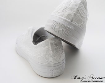 Wedding Converse / White Lace Converse / Wedding Lace Converse / Converse for Bride /Bridal Converse / Wedding Converse Shoes.