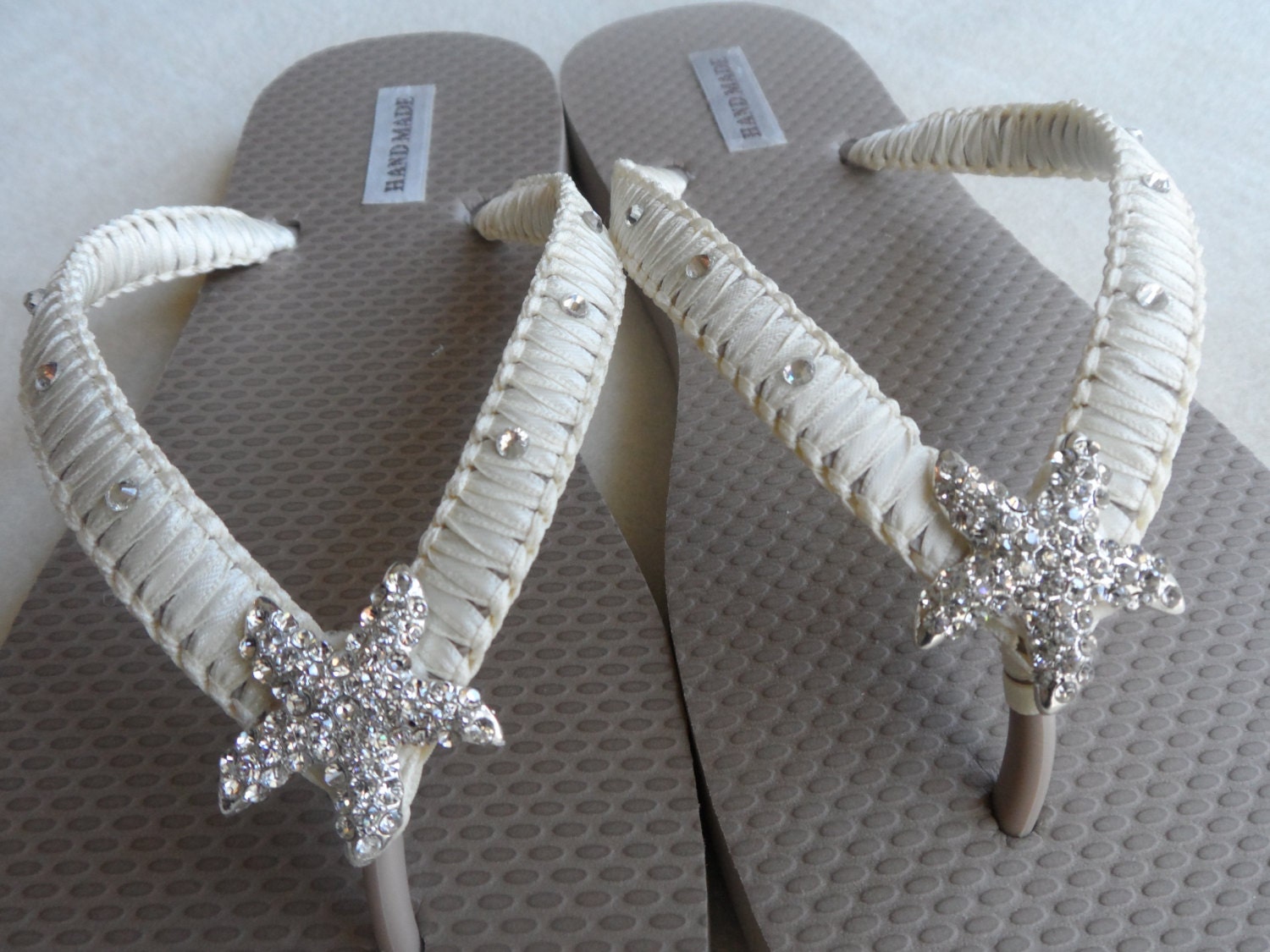 Bridal Sand Flip Flops / Wedding Macrame Flip Flops / Ivory | Etsy