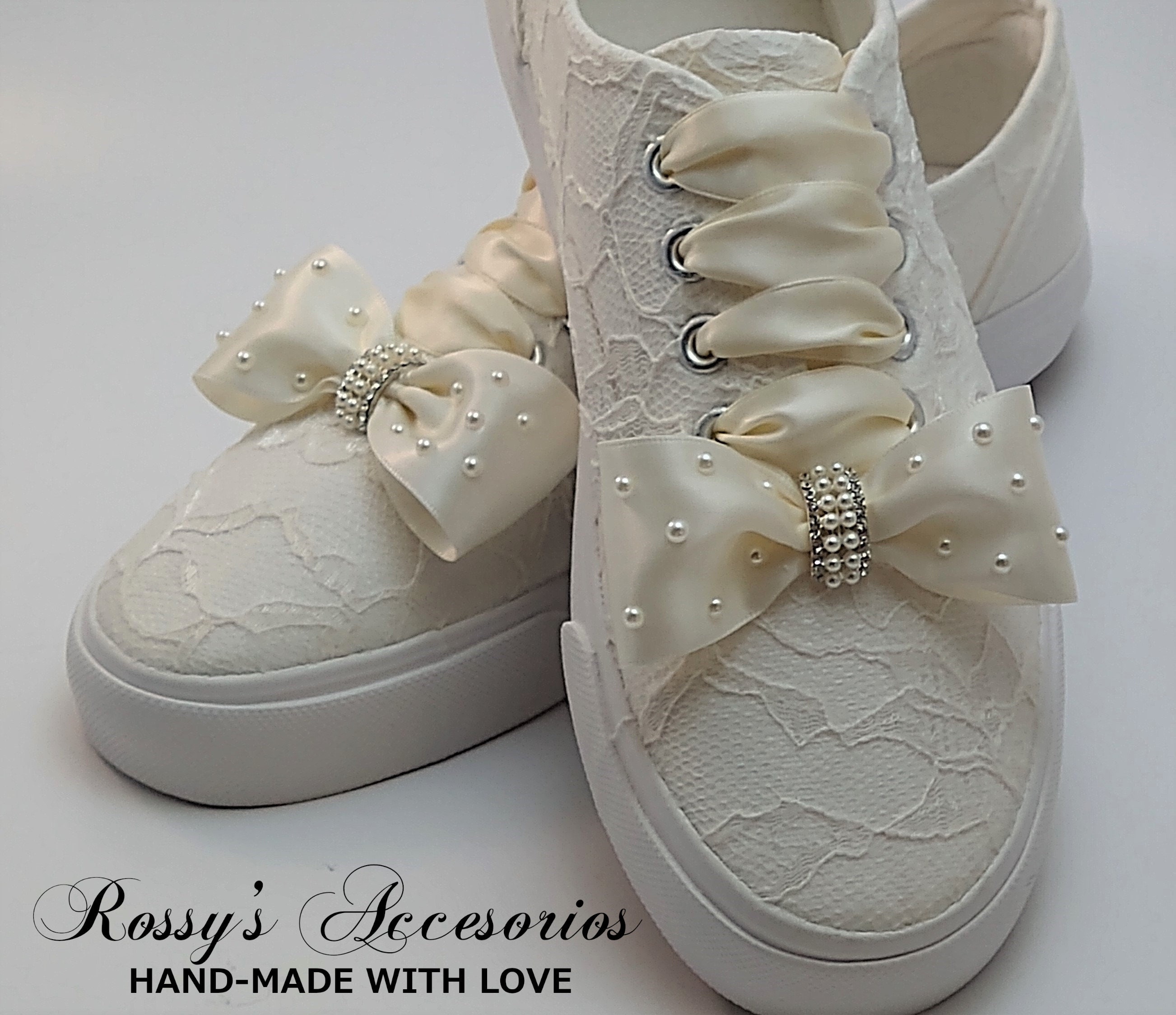 Wedding Sneakers for Bride / Ivory Bow Tennis Shoes / Ivory Etsy