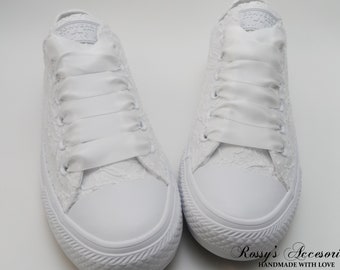Wedding Converse White Sequin Lace Converse Wedding Lace Etsy Uk