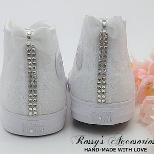 Chaussures CONVERSE pour toute-petite fille/Toile blanche en dentelle Converse/Baskets montantes en dentelle/Chaussures pour la première communion/Bébés en bas âge/Petites filles